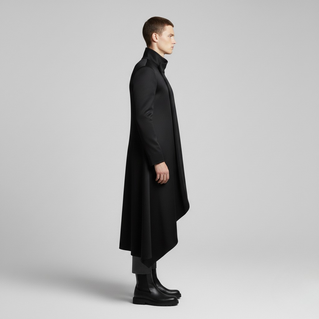 Asymmetric Longline Draped Coat