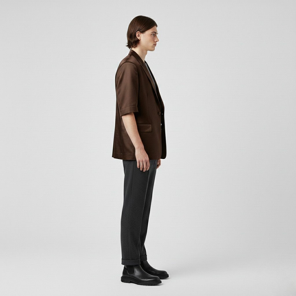 Satin Short-Sleeve Blazer