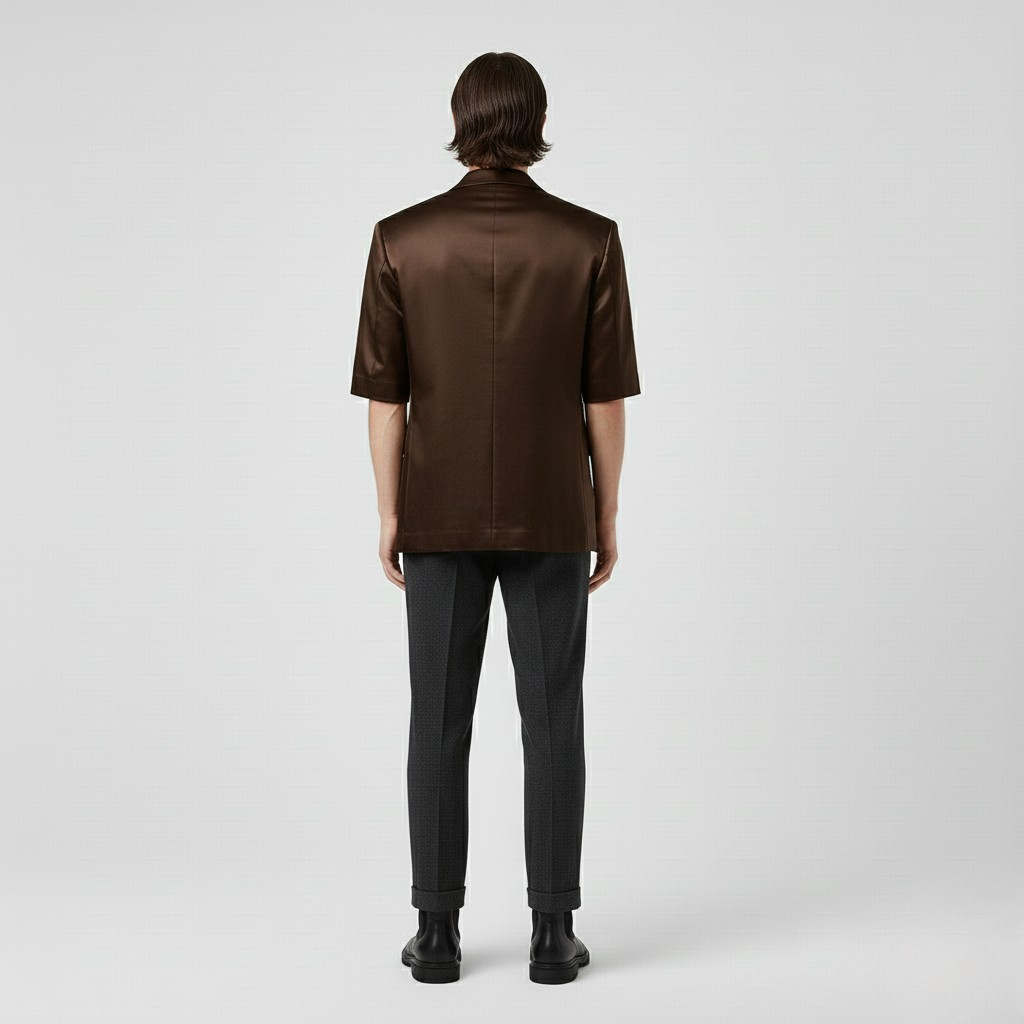 Satin Short-Sleeve Blazer