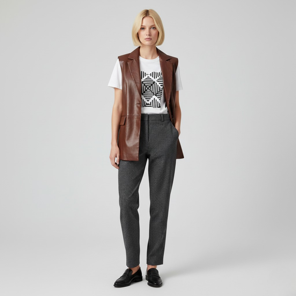 Faux Leather Tailored Vest