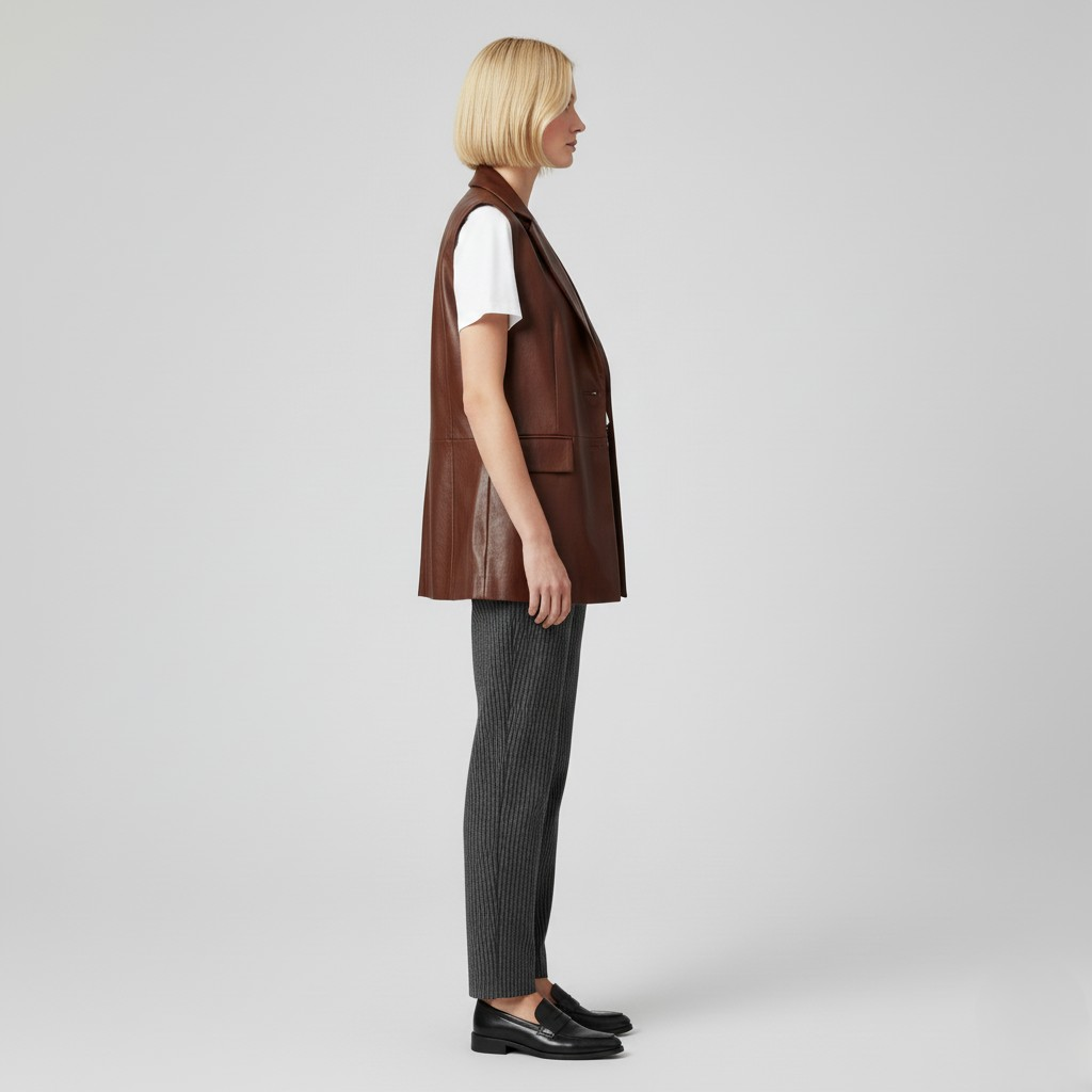 Faux Leather Tailored Vest