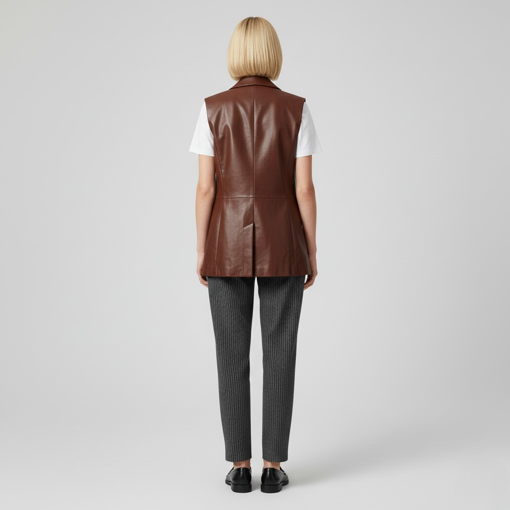 Faux Leather Tailored Vest