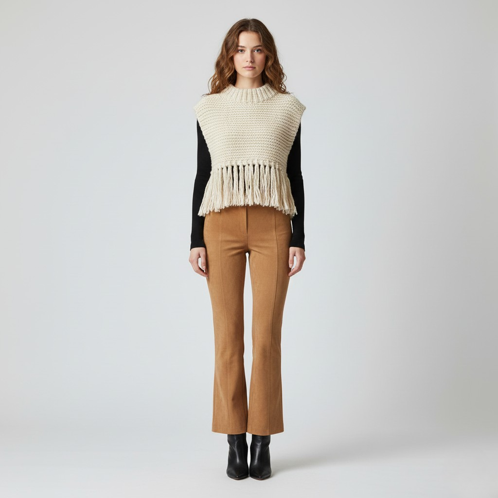 Fringed Knit Sweater Vest