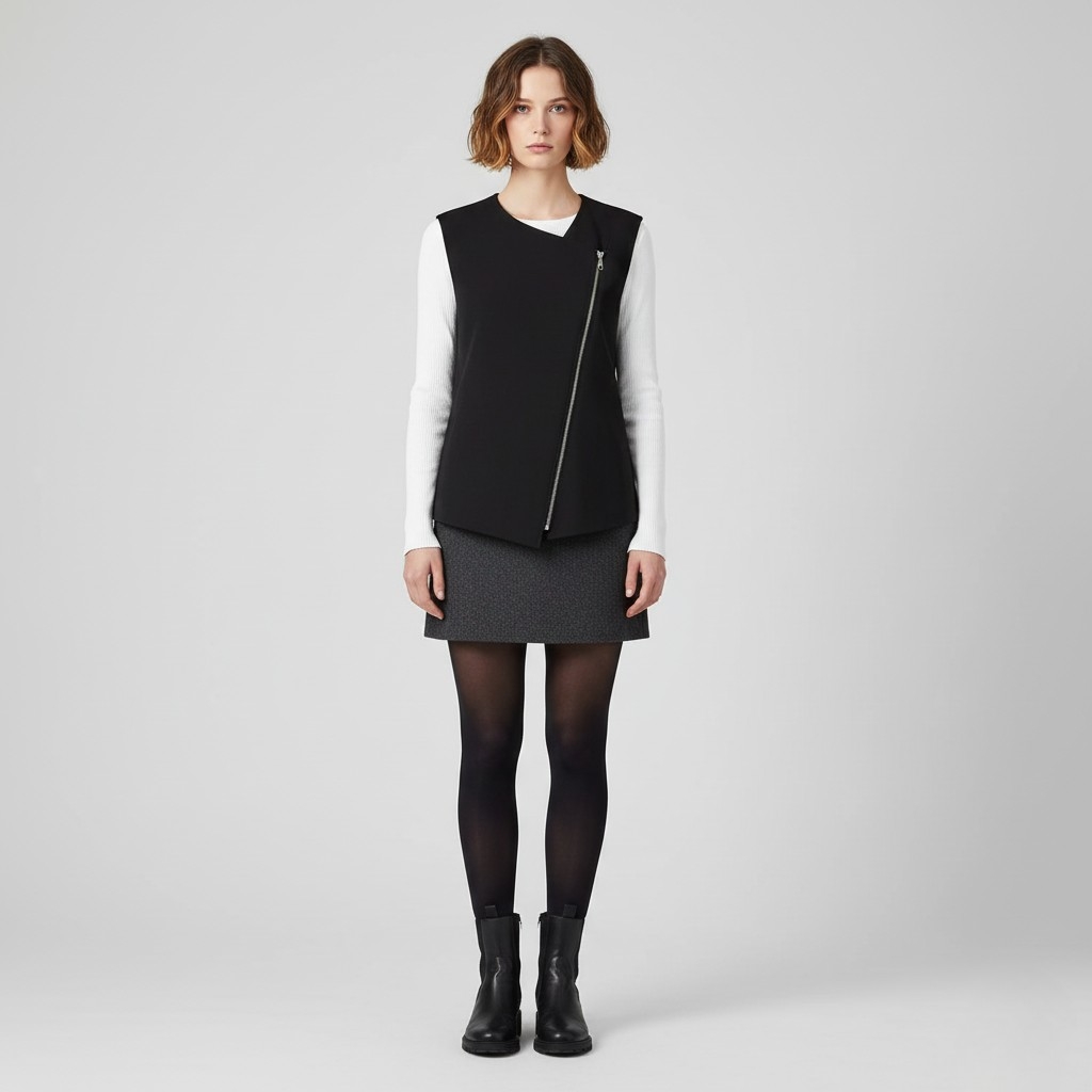 Asymmetric Zip Front Vest