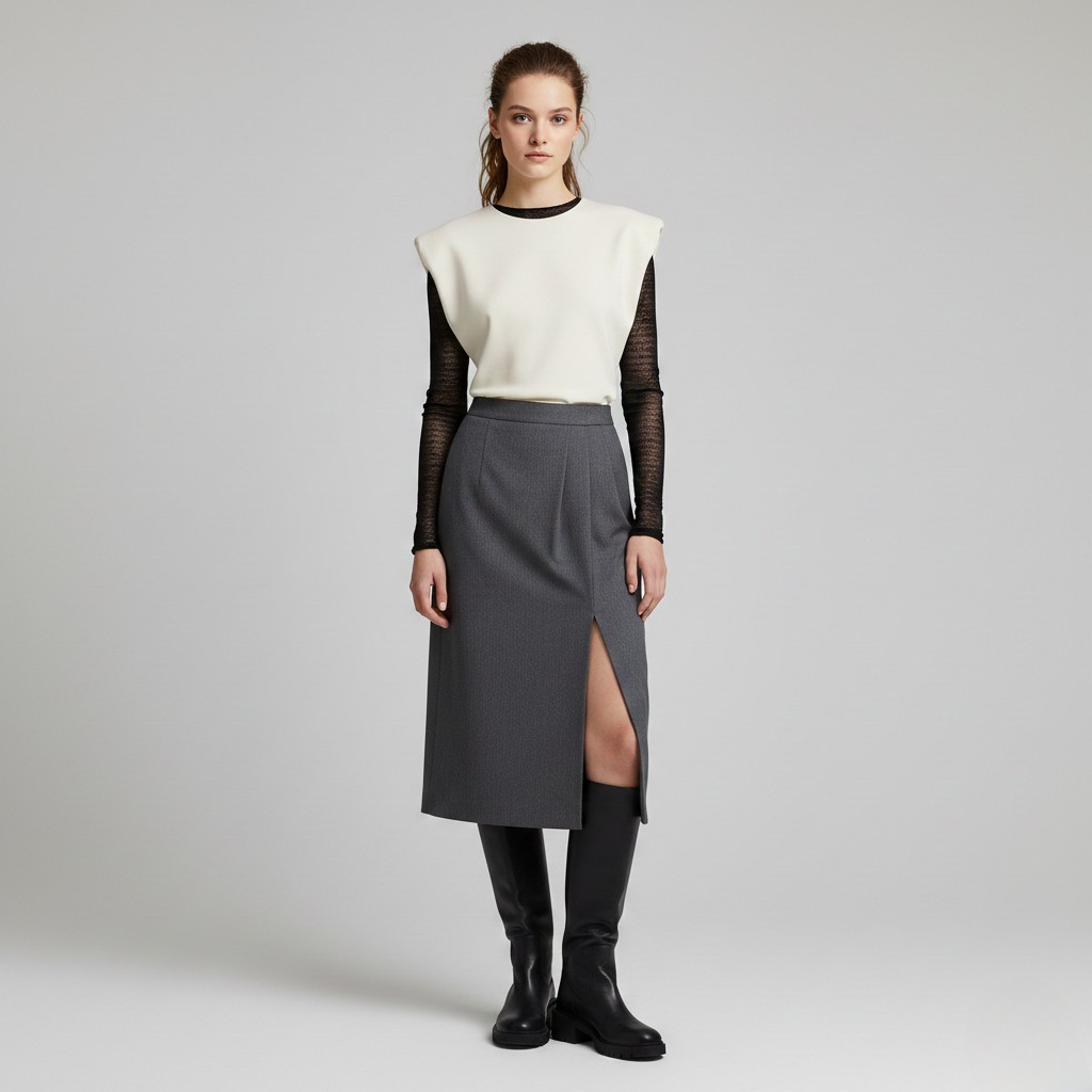 Sleeveless Top with Mesh Underlayer