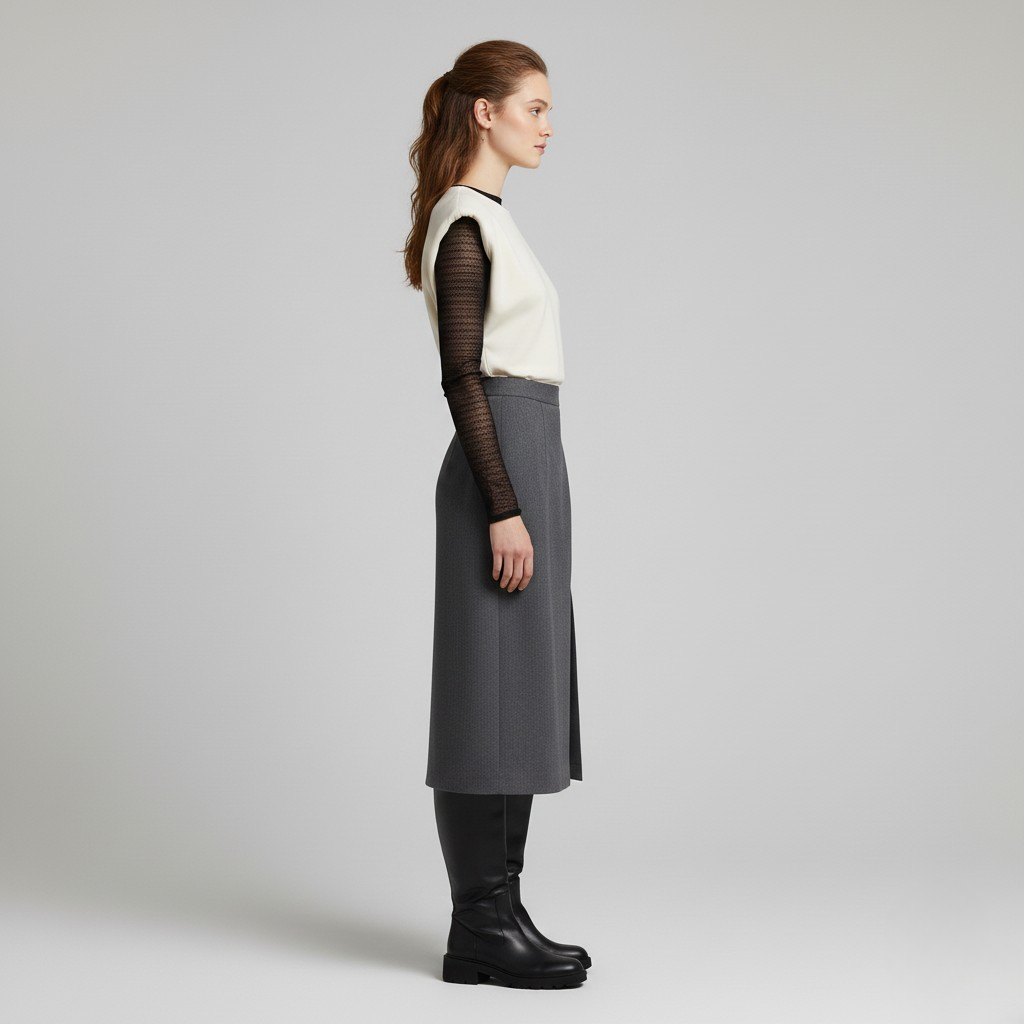 Sleeveless Top with Mesh Underlayer