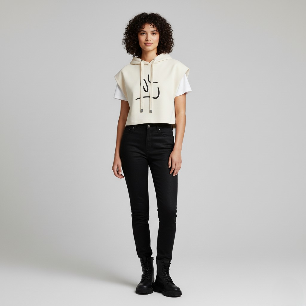 Cropped Graphic Hoodie