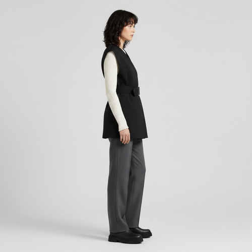 Belted Sleeveless Blazer Vest